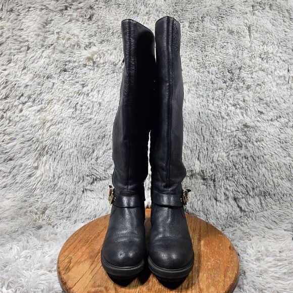 Steve Madden Rozanne Womens Size 6.5M Leather Upper Tall Black Full Zipper Boots - Picture 2 of 9